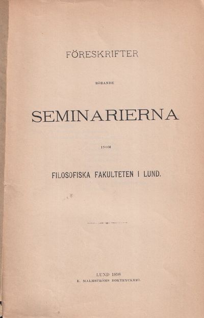Föreskrifter rörande seminarierna inom…
