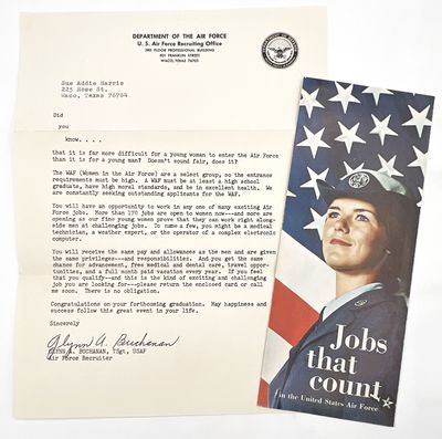 Letter and Illustrated Brochure Recruiting Women in the Air Force c.1969