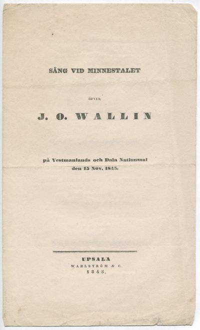 Sång vid minnestalet öfver J. O. Wallin på…