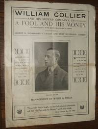 cover of A Vintage Illustrated Souvenir Theater Program for William Collier and His Superb Company in "A Fool and His Money" from the Majestic Theater