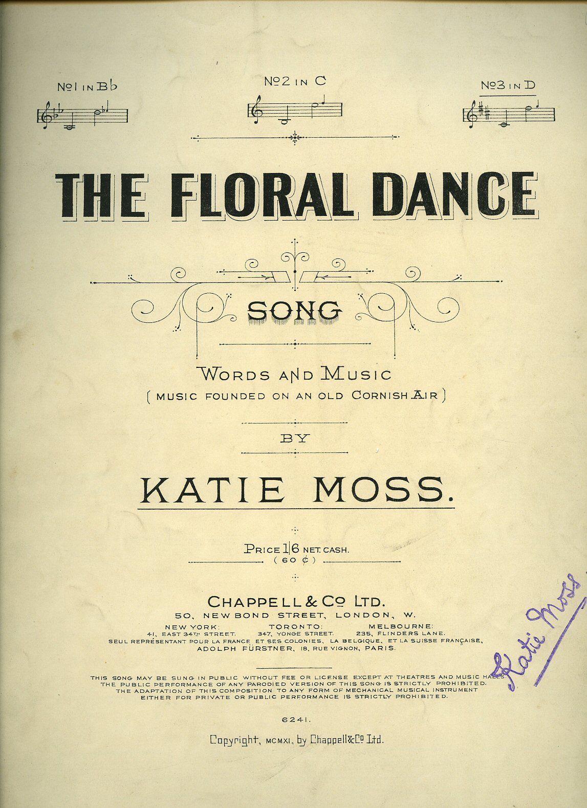 The Floral Dance Song No. 3 in D; Founded on an Old Cornish Air