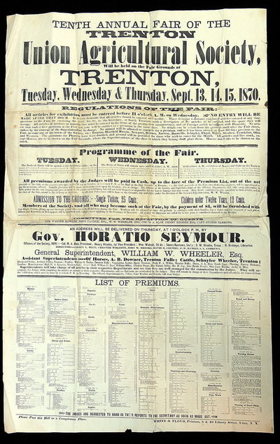 Broadside - Tenth Annual Fair of the Trenton Union Agricultural Society, Trenton [NY]