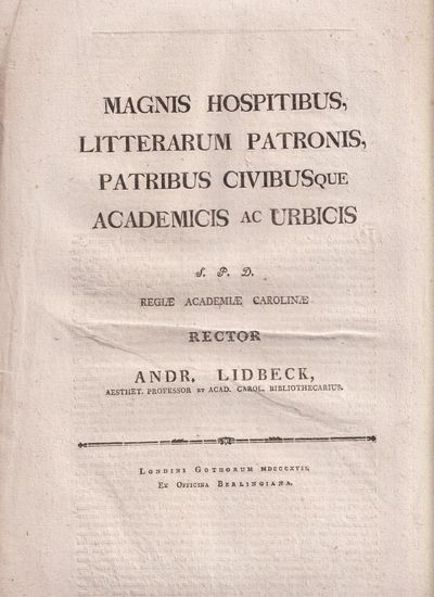 Magnis hospitibus, litterarum patronis, patribus…