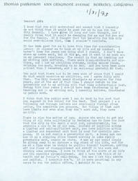 TLS Thomas Parkinson to his wife, Ariel Reynolds Parkinson, January 31, 1973. RE: family, Berkeley politics,… by Thomas F. Parkinson (1920 - 1992) - Signed - from Alan Wofsy Fine Arts (SKU: 63-5054)