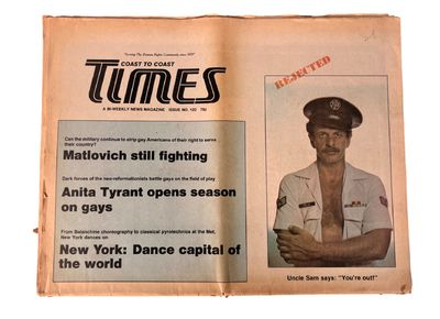 Early LGBTQ Activist Newspaper on the Treatment of Gay Men in the Military, focusing on Leonard Matlovich, the First Openly Gay Service Member