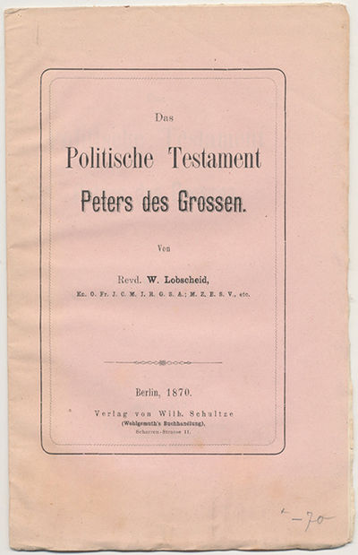 Das politische Testament Peters des Grossen.