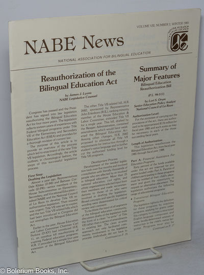 NABE News: vol. 8, #2, Winter 1985
