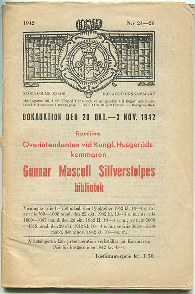 Bokauktion den 20 okt. – 3 nov. 1942. Framlidne…