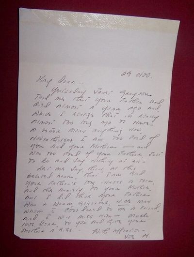 Manuscript Letter Signed by Joe Minott to Mrs. Rowland Evans [Katherine