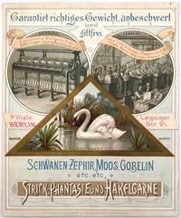 Strick-Phantasie und Häkelgarne" -- Attractive Chromolithographed Advertising Card for German Yarns, Floss, and Thread