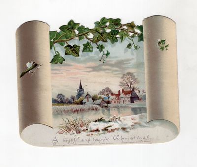A Bright and Happy Christmas" -- Victorian Greeting Card