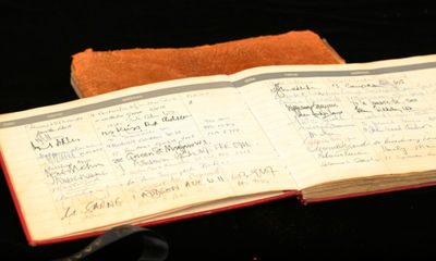 1967. A unique visitors book kept by a prominent boutique, filled with the iconic names of the era, ...