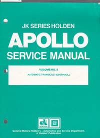 image of JK Series Holden Apollo Service Manual Volume No.5 Automatic Transaxle ( Overhaul )
