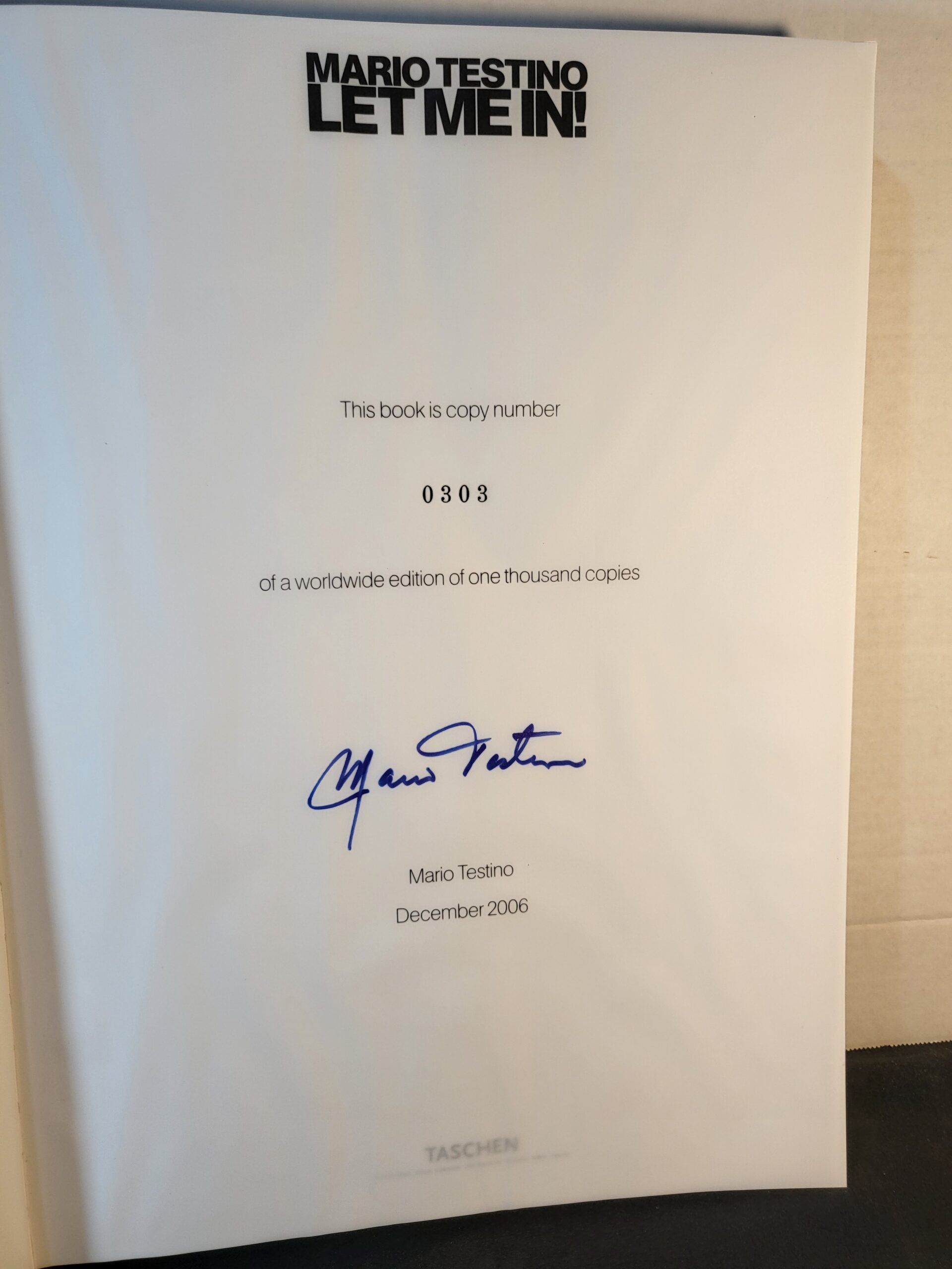 MARIO TESTINO: LET ME IN - DELUXE LIMITED EDITION SIGNED BY THE