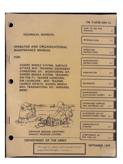 Cold War Military Technology US Army Antitank Guided Missile Manuals SS 10 ENTAC and M47 Dragon Systems 1961 to 1979