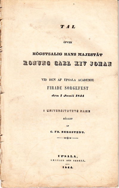Tal öfver högstsalig hans majestät konung Carl…