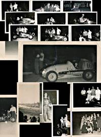 Father and son driving midget race cars (Collection of vintage photographs, 1940s)