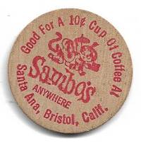 image of Sambo's Restaurants Wooden Nickel Good for