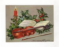 Christmas Greeting Card -- Violin and Holly Still Life