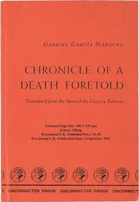 image of Chronicle of a Death Foretold (UK Uncorrected Proof)