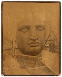 [Photograph]: The Face of the Statue of Liberty uncrated on Liberty Island (Bedloe's Island) in 1885