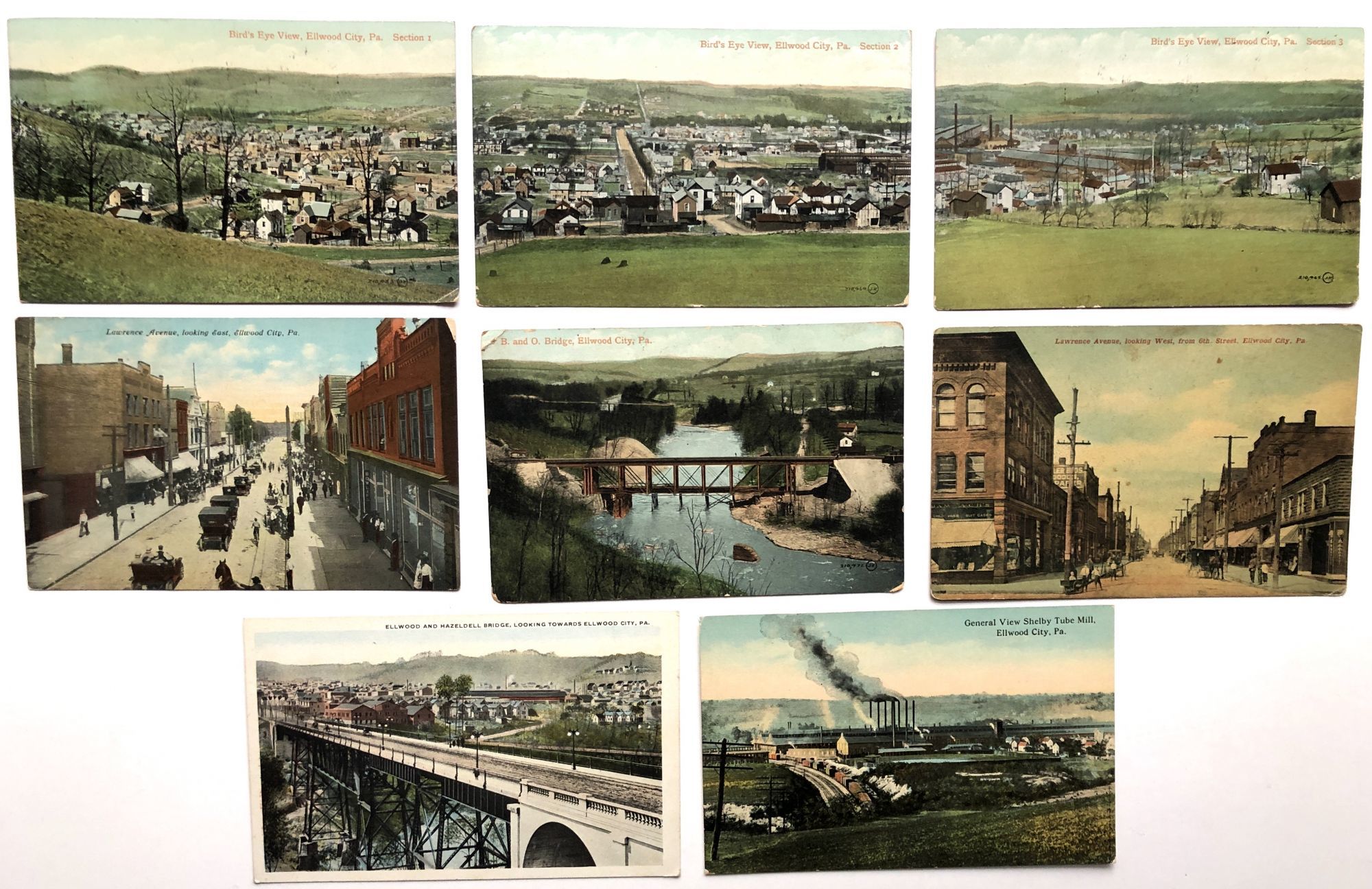 8 early postcards of Elwood City PA 19101915 by PA) (Lawrence County