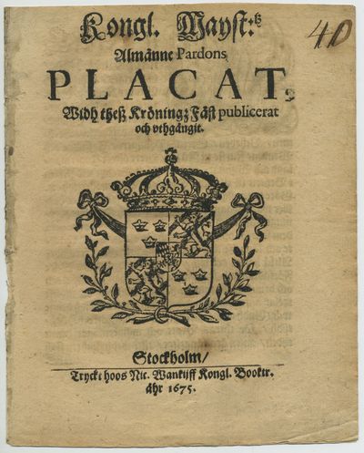 Kongl. mayst:tz almänne pardons placat, widh…