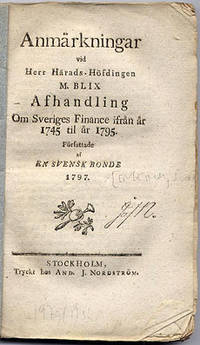 Anmärkningar vid herr härads-höfdingen M. Blix…