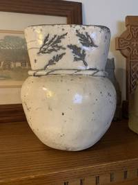 Handmade Large White Mohawk Pot  9 x 6