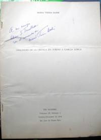 Deslindes de la critica en torno a GarcÃa Lorca. by 1910-1989 MarÃa Teresa - Paperback - Signed - 1978 - from The Owl at the Bridge (SKU: 47346)