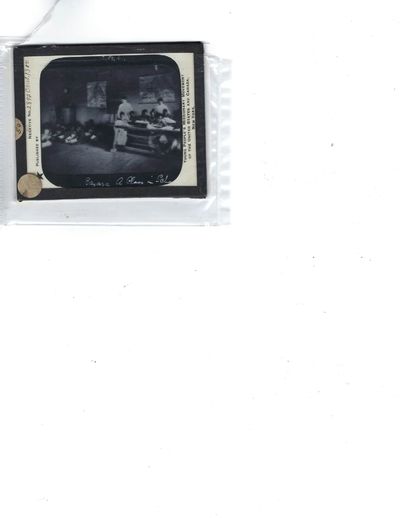 The First Girl's School in Uganda, African Early 1900s Lantern Slide