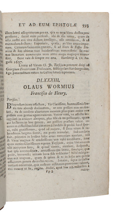 Olai Wormii et ad eum Doctorum virorum Epistolæ. 2 vols. (photo 4)