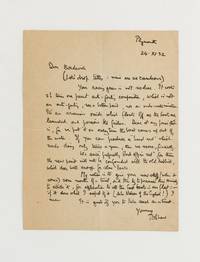 An autograph letter signed (as T.E. Shaw) to 'Dear Bordewich', relating to 'boats for the RAF'