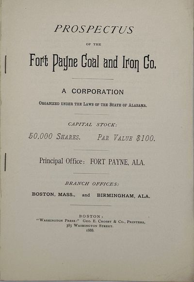 Prospectus of the Fort Payne Coal and Iron Co., a Corporation Organized under the Laws of the State of Alabama
