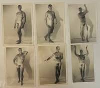 Six Vintage Original Mid-Century Vernacular Polaroid Photographs of a Nude Male Model with Indications of Use for the Study of Human Anatomy