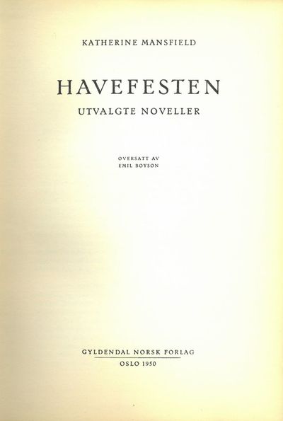 Havefesten. Utvalgte noveller. Oversatt av Emil…