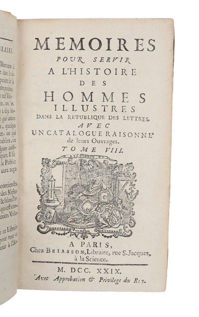 Memoires pour servir a l'histoire des hommes illustres dans la republique des lettres avec un catalogue raisonné de leurs ouvrages. Vol. 1-37, 39-41. (photo 6)