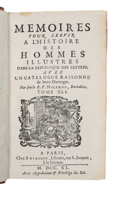Memoires pour servir a l'histoire des hommes illustres dans la republique des lettres avec un catalogue raisonné de leurs ouvrages. Vol. 1-37, 39-41. (photo 9)