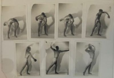 Seven 5" x 7" Photograph Prints of a Nude Male Model in a Time-Lapse Series from the Mid-20th-Century "Beefcake" Era of Photography