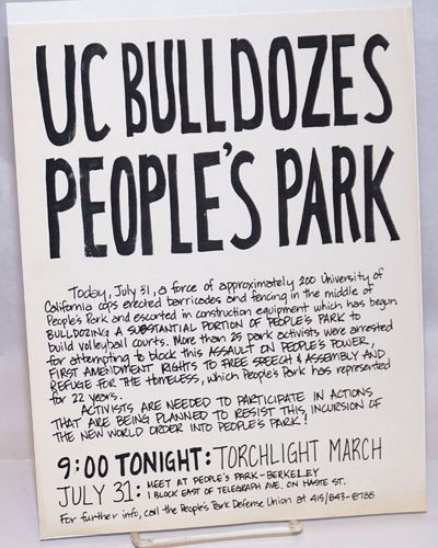 UC Bulldozes Peoples Park [handbill]