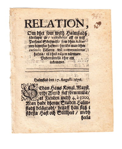 Relation, om dhet som wedh Halmstadh förelupit…