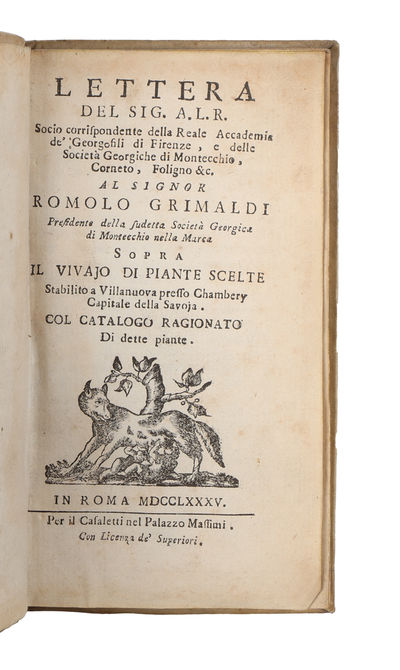 Lettera del Sign. A.L.R....al Signor Romolo…