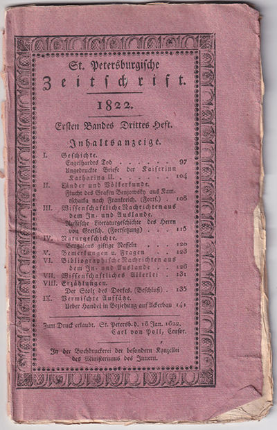 St. Petersburgische Zeitschrift. 1822. I:3.