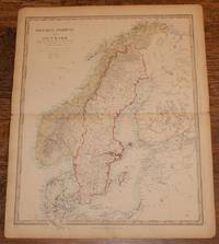 Map of Sweden, Norway and Denmark - disbound sheet from 1857 "University Atlas