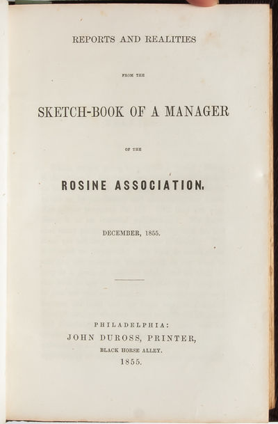 Philadelphia: John Duross, 1855. First edition. Near Fine. Original publisher's cloth binding emboss...