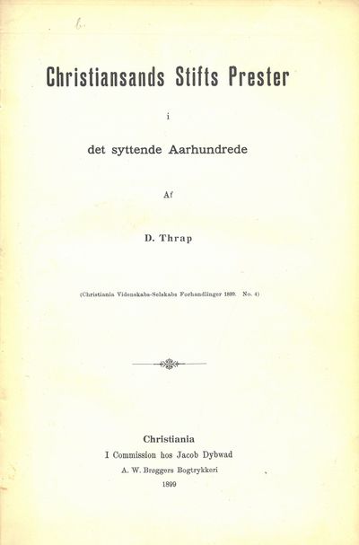 Christiansands Stifts Prester i det syttende…