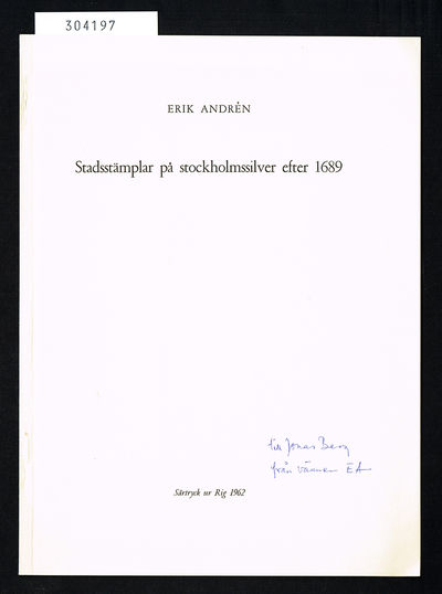 Stadsstämplar på stockholmssilver efter 1689.