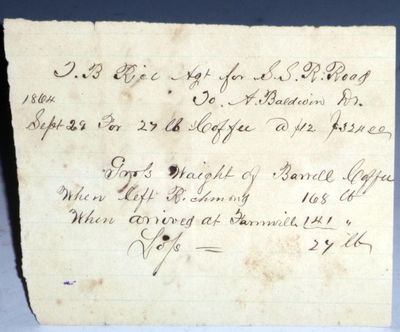 South Side Rail Road, Coffee Theft, 1864