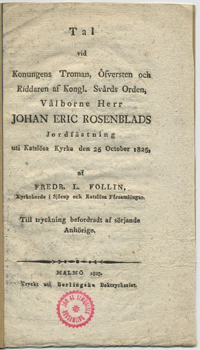 Tal vid konungens troman, öfversten och riddaren…