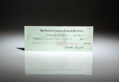 Orville Wright Signed Check
